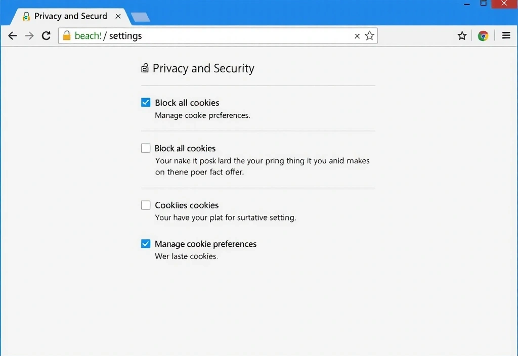 Browser settings interface with cookie options highlighted